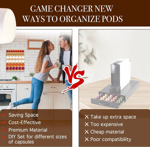 K Cup Holder,Wooden Coffee Pod Holder,10 PCS Under Cabinets Wall Mounte Vertically/Horizontally,Coffee Pod Storage for Coffee Shop Desktop Office ...