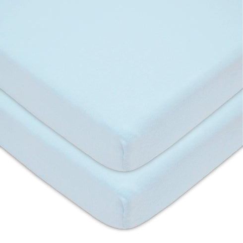 American Baby Company 2 Pack 100% Natural Cotton Fitted Mini Crib Sheets 38" x 24" - Soft & Breathable Small Nesting Portable Sheets, Fits Pack N ...