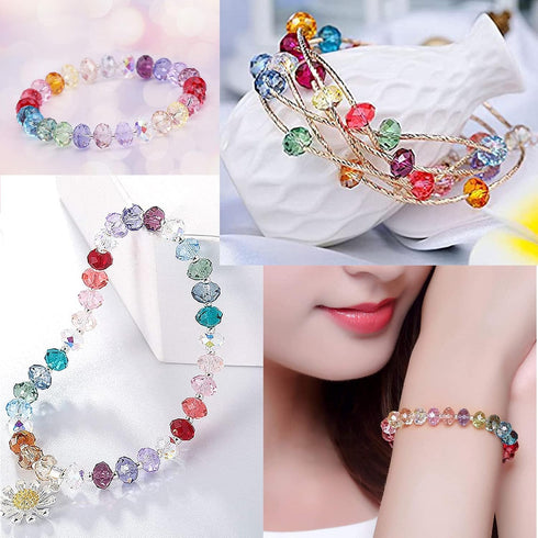 DAHI 950pcs Crystal Beads for Jewelry Making Glass Beads Faceted Crystal Glass Beads for DIY Craft Bracelets, Necklace Jewelry Making (color 4/6/8...