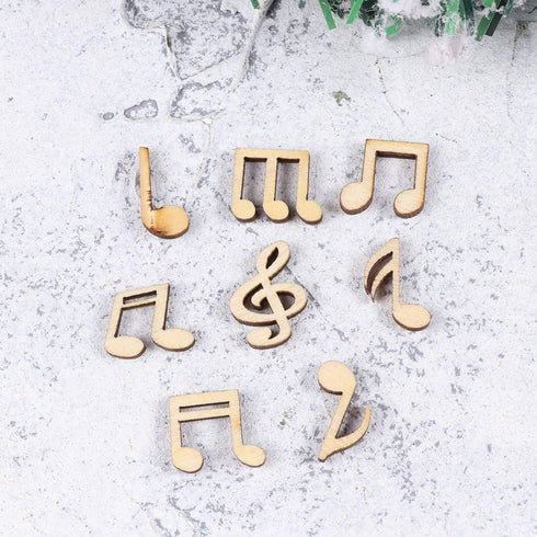 JANOU 100pcs Music Notes Wood Cutouts Music DIY Craft Embellishments Unfinished Wood Ornaments Decoration (Assorted Pattern)...