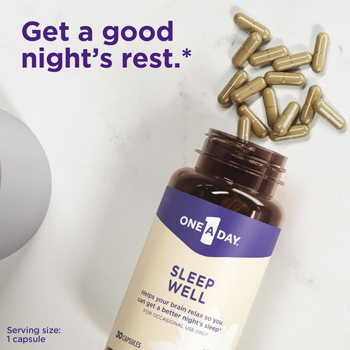 One-A-Day Sleep Supplement - Sleep Supplements for Adults, Sleep Support with Passionflower and Melatonin, Sleep Support with Sleep Well, 30 Capsu...