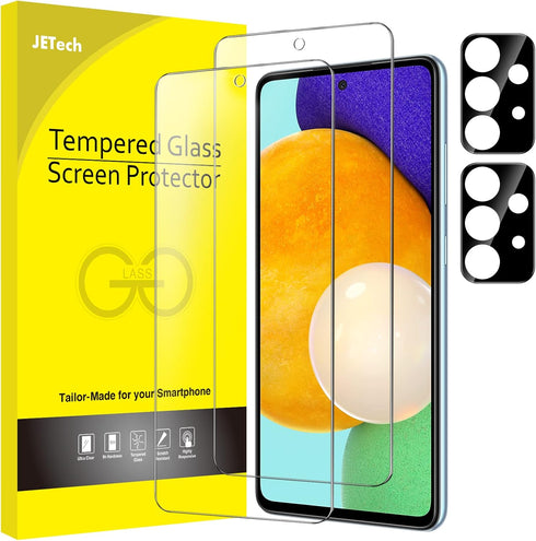 JETech Screen Protector for Samsung Galaxy A52 / A52 5G / A52s 5G with Camera Lens Protector, Tempered Glass Film, HD Clear, 2-Pack Each...