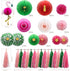 KAXIXI Tropical Flamingo Party Supplies, Pink Honeycomb Balls Hanging Paper Fans Pom Poms Flowers Tissue Tassels for Birthday Baby Shower Decorati...