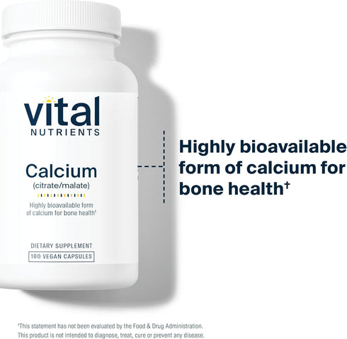 Vital Nutrients Calcium Citrate and Malate Complex 150mg | Vegan Supplement | Support Bone Strength, Muscle and Cardiovascular Health* | Gluten, D...