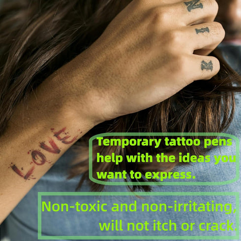 Temporary Tattoo Markers 10 Body Markers, Butterfly Fake Tattoos for kids and Adults, Dual-End Tattoo Pens for Skin Face Body Arm Birthday Party...