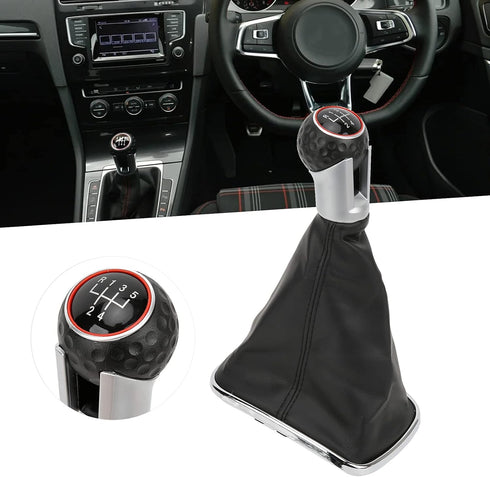 Gear Shift Knob Kit, 5 Speed / 6 Speed Gear Shift Knob Gear Shift Stick Knob Gaiter Boot Dust Cover Replacement for Mk4 Bora 1999?2004(5 gears) Ge...