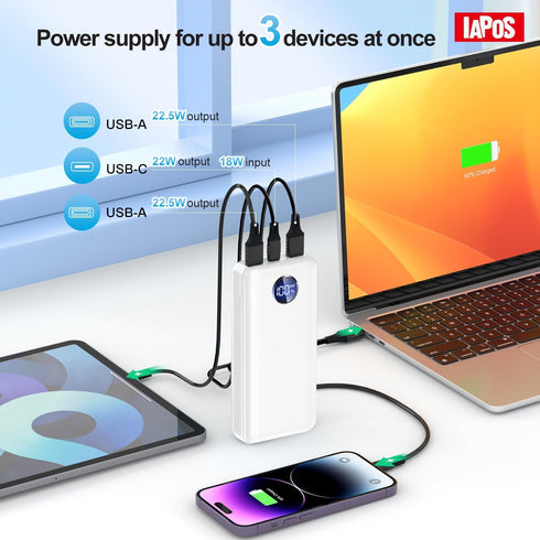 Portable Charger 40000mah Power Bank, 1 USB-C & 2 USB-A Out, 22.5W Fast Charging External Phone Battery Pack for iPhone 15/15 Pro/15 Pro Max, iPho...
