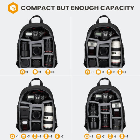 TARION Camera Backpack Bag Small - Professional DSLR Camera Bag with Waterproof Rain Cover Laptop Compartment Photograhy Backpack Case Black TB-S...
