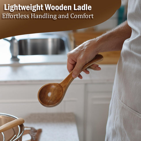 Wooden Ladle. Long Handle Ladle Utensils for Soup.for Kitchen Cookware, Cooking Ladle Spoon 10 inch Serving Spoon...