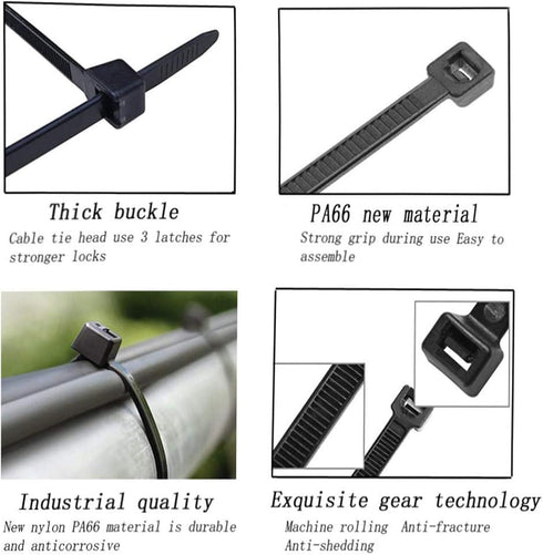 Zip Ties 16 inch Black wire ties 100 per pack Electrical Cable Ties with 60 lbs tensile Strength Suitable for Outdoor Workshop Farms...