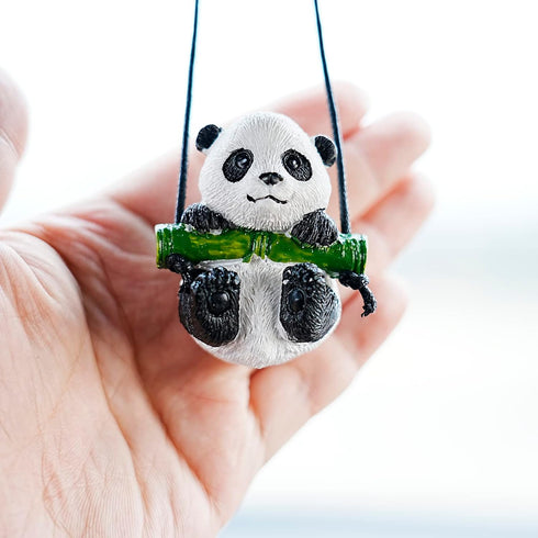 Cute Swinging Panda Car Mirror Hanging Accessories Fun Interior Rearview Mirrors Car Decorations (Panda)...