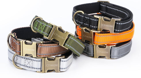 Reflective Dog Collar,Metal Buckle Soft Neoprene Padded Breathable Nylon Pet Collar Adjustable for Small Medium Large Boys Girls Dogs (Grey, Small...