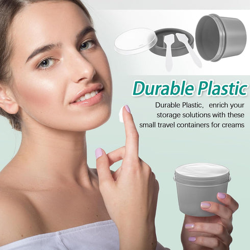 30 Set Plastic Cream Jars with Lids Spoons 3.4oz/100ml Refillable Cosmetic Pot Jars Leakproof Empty Travel Jar Concentrate Containers for Lotion F...