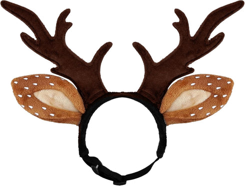 KUDES Dog Cat Christmas Reindeer Antlers Headband Classic Adjustable Elk Hat Headwear Pet Deer Cospaly Costumes Accessories (L(for Medium Big Dogs...
