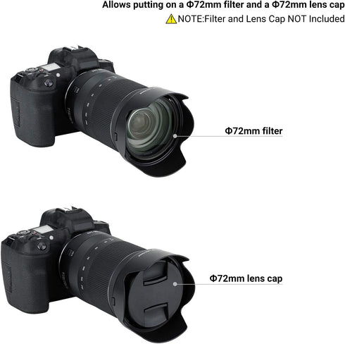 JJC EW-78F Lens Hood Reversible Lens Shade Cover for Canon RF 24-240mm F4-6.3 is USM Lens on EOS R6 R5 Mark II R8 R3 R1 RP R Camera Replace EW-78F...