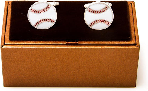 Baseball Pair Cufflinks in a Presentation Gift Box & Polishing Cloth...