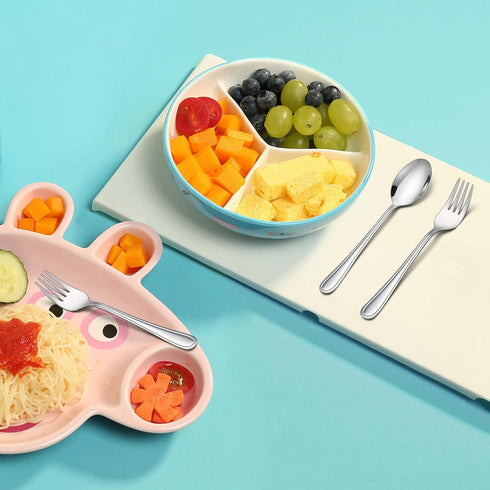LIANYU 16-Piece Kids Childrens Silverware Set, Include 8 Kids Spoons and 8 Kids Forks, Stainless Steel Toddler Utensils Flatware Set, Child Cutler...