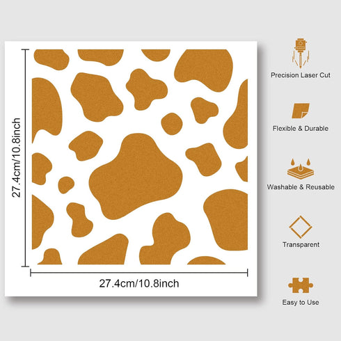 NBEADS Cow Spots Stencil, Reusable Plastic Stencils Square DIY Craft and Painting Wall Stencils 11.8×11.8 Inch for Painting on Wood Canvas Paper F...