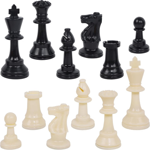 Juegoal Plastic Chess Pieces Only, 32 Pieces Each Chessmen Pieces, 3.75 Inch King Figures Chess Game Pawns Figurine Pieces, Replacement of Missing...