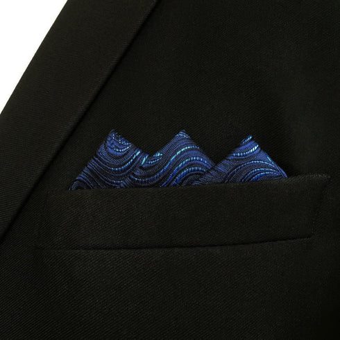 S&W SHLAX&WING Navy Pocket Square for Suit Silk Handkerchief XL...