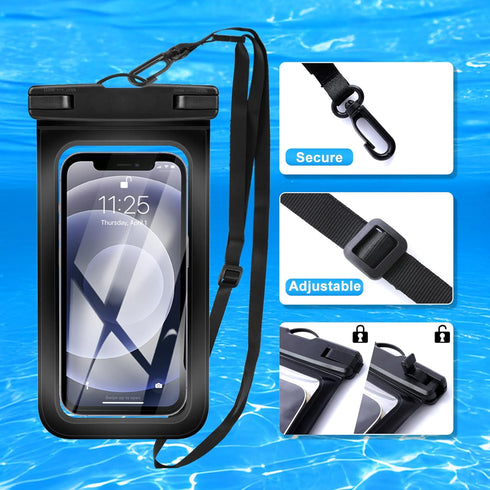 2 Pack Waterproof Phone Pouch with Adjustable Lanyard for iPhone 15 14 13 12 Pro Max, for Samsung Galaxy S24/S23 up to 7.5", IPX8 Water Proof Phon...