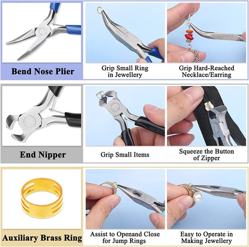 5 Packs Jewelry Pliers Set, Jewelry Making Tools with Needle Nose Pliers/Round Nose Pliers/Chain Nose Pliers/Bent Nose Pliers/Zipper Pliers, Jewel...