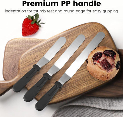 Cake Offset Spatula , SIMEEGO Icing Spatula Set with 6 8 10 Inch Stainless Steel Blades Cake Decorating Tools, Cake Spatula with PP Plastic Handle...