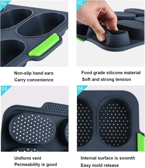 Mini Baguette Baking Tray, Non-Stick Silicone French Bread Baking Mould?DIY 8 Loave Baguette Mold Loaf Pan …...