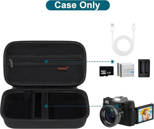 Canboc 4K Digital Camera Case for Femivo/brewene/zheozeig/VETEK 4K Vlogging Camera, Vlogging Camera Bag with Removable Shoulder Strap, Mesh Pocket...