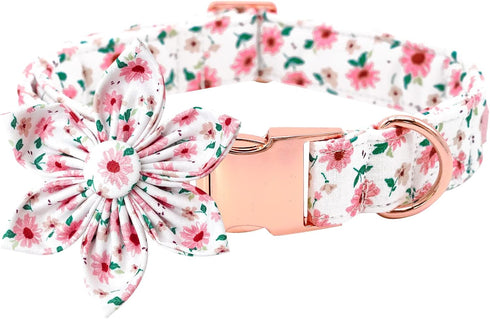Dog Collar - Pink Dog Collar with Flower for Dogs Flowers Adjustable Dog Collar Girl Pet Gift Dog Collar for Medium Small Large Dogs...