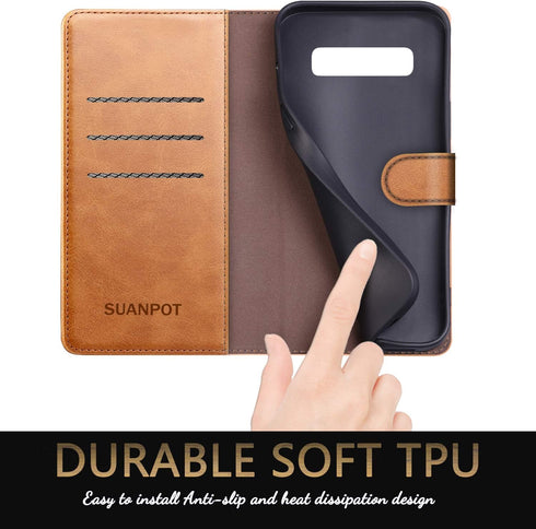 SUANPOT for Samsung Galaxy S10+ /S10 Plus 6.4 (Not Fit S10,S10e) Leather Wallet case with RFID Blocking Credit Card Holder, Flip Folio Book Cell P...