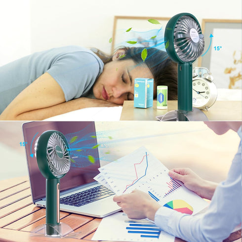 VKUSRA Handheld Fan, Mini Hand Held Fan with Base,Personal Small Battery Operated Portable Hand Fan with 4 Speeds,USB Rechargeable Makeup Desk Fan...