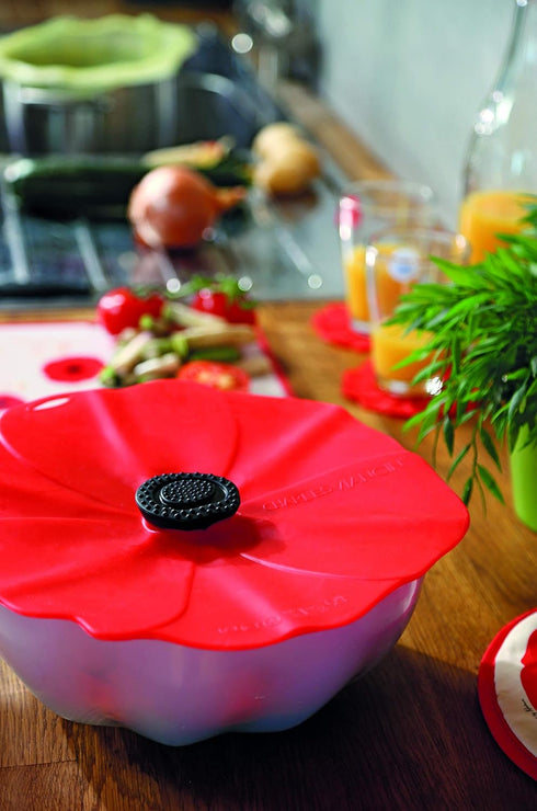 Charles Viancin - Poppy Silicone Lid for Food Storage and Cooking - 9''/23cm - Airtight Seal on Any Smooth Rim Surface - BPA-Free - Oven, Microwav...