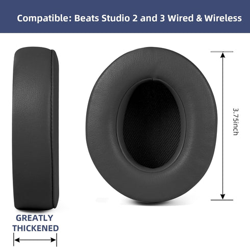Earpads Cushions Replacement for Beats Studio 2 & Studio 3 Wired & Wireless On-Ear Headphones, Improved Comfort, Black......