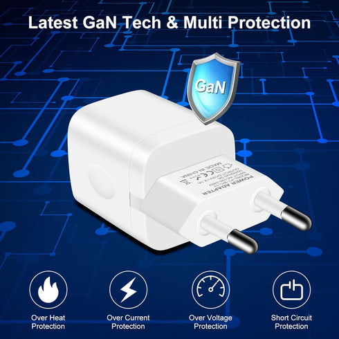 European Travel Plug Adapter Charger for iPhone Samsung Android Phone,International Power Adaptor with 2 Charger Port USB, EU Wall Charging Block ...