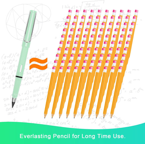 3Pcs Everlasting Pencil Reusable, Exquisite Inkless Eternal Pencil Unlimited Writing Pen Erasable Infinite Pencil with 6Pcs Replacement Nibs, Ever...
