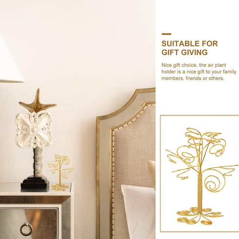 Cabilock Display Frame Air Plant Holder Stand Aluminum Tree Shaped Plant Display Rack Metal Plant Stand Planter Shelf Flower Pot Container Golden ...