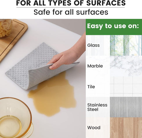 Homaxy Swedish Dishcloths for Kitchen, 10 Pack Reusable and Washable Cellulose Sponge Cloths Dish Towels, Absorbent and No Odor Paper Towels for D...