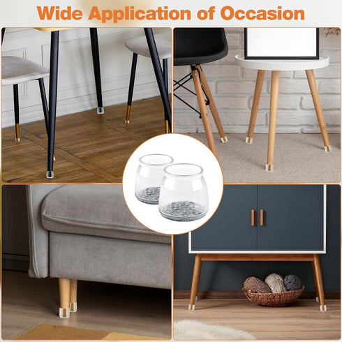 BAIPOK 36Pcs Round Chair Leg Floor Protectors with Felt Bottom, Silicone Chair Leg Covers Caps for Hardwood Floors, Dining Room Bar stools Leg Pro...