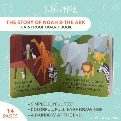 Tickle & Main Noah’s Ark 4-Piece Gift Set for Infants 0-12 Months, includes Storybook and 3 Pairs of Animal Socks Noah Arc Noahs Ark Book for Baby...
