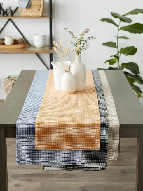 DII Farmhouse Gingham, Checked Tabletop Collection, Table Runner, 14x72, Stone...