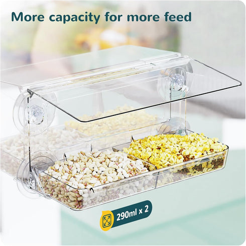 Window Bird Feeder with Strong Suction Cups, Clear Window Bird feeders for Viewing, Bird Feeders for Outdoors Outside, Fits for Cardinals, Finches...