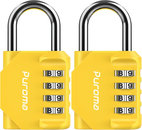 Puroma 2 Pack Combination Lock 4 Digit Locker Lock Outdoor Waterproof Padlock for School Gym Locker, Sports Locker, Fence, Toolbox, Gate, Case, Ha...