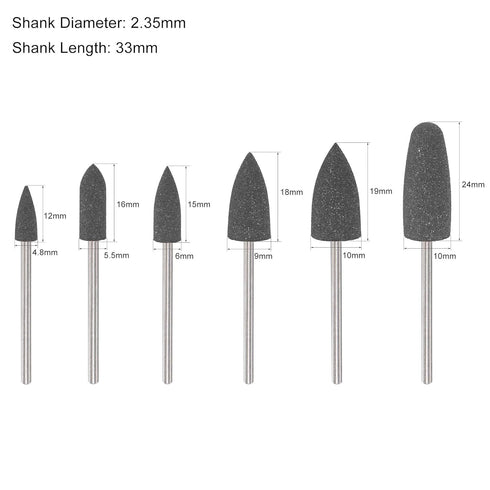 uxcell Mounted Grinding Bits Grinder Heads Different Head Shapes Silicone Polishing Wheels for Rotary Tools Dark Gray 6pcs...