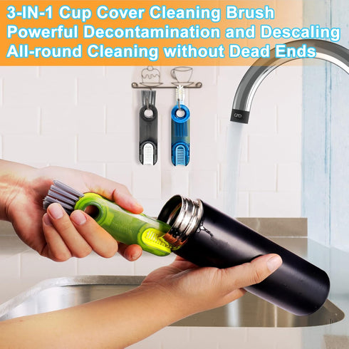 3 in 1 Multipurpose Bottle Gap Cleaner Brush,3 Pack Cup Cover Cleaning Brush,Cup Crevice Cleaning Tools,Water Bottle Cleaner Brush,Home Kitchen Cl...