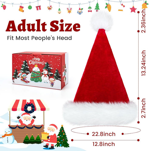 RJVW Christmas Santa Hat for Adults, Unisex Velvet Classic Holiday Santa Claus Hat for New Year Party Headwear...
