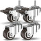 GBL 1" inch Small Caster Wheels with 2 Brakes + Screws M6x15mm - 90Lbs - Low Profile Castor Wheels with Brakes - Set of 4 No Floor Marks Silent Ca...
