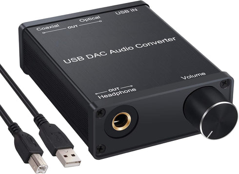 LiNKFOR USB DAC and Headphone Amplifier, Coaxial/Optical/6.35mm Headphone Output, USB to Coaxial S/PDIF Digital to Analog Converter Comaptible wit...