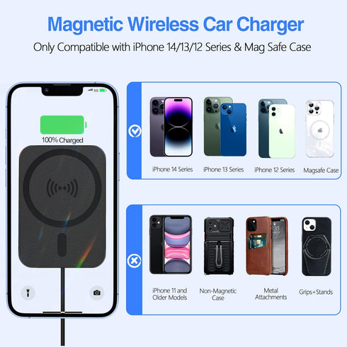 for MagSafe Car Mount Charger for iPhone 15, 15W Fast Charging, for Magsafe Car Charger, Powerful Magnetic Wireless Car Charger Air Vent Phone Hol...