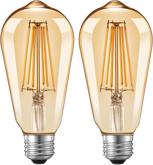 Dusk to Dawn Edison Light Bulbs ST58(ST19), Vintage Amber Glass, Warm Light, 60W Equivalent, Automatic On/Off Light Sensing LED Filament Bulb Outd...